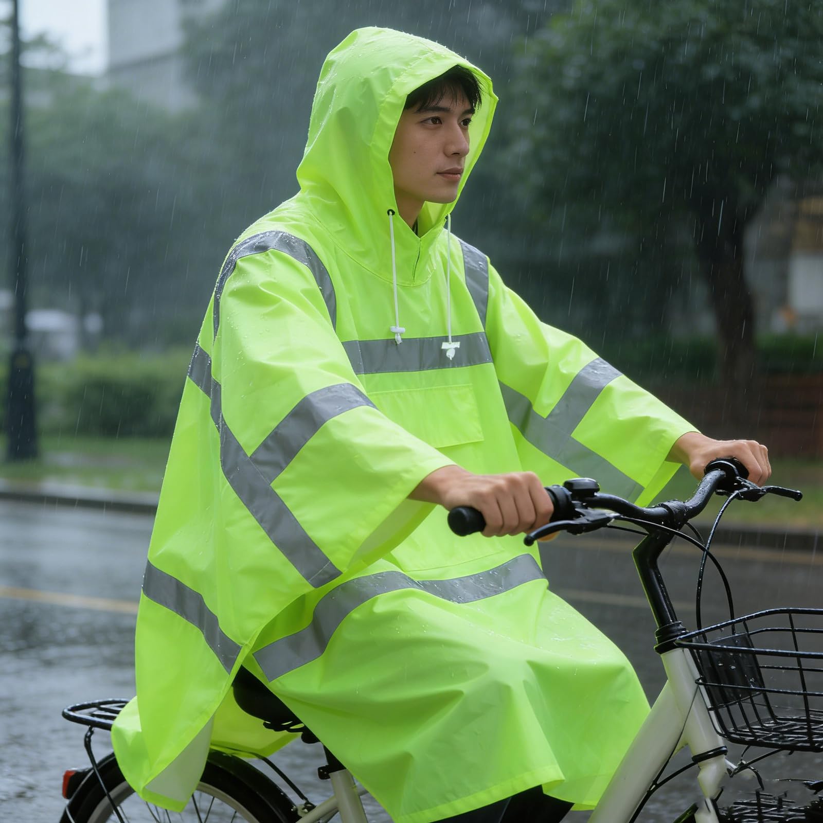 Poncho de pluie à capuche - Imperméable léger avec grande poche avant pour hommes et femmes - Veste réutilisable pour les situations d'urgence en extérieur : pêche, randonnée,
