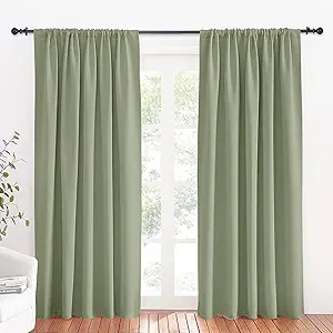 RYB HOME 84 inches Green Curtains for Living Room Lights & Drafts Blocking Window Curtains Room Darkening Drapes for Bedroom, W70 x L84 inch, 2 Panels, Sage Green