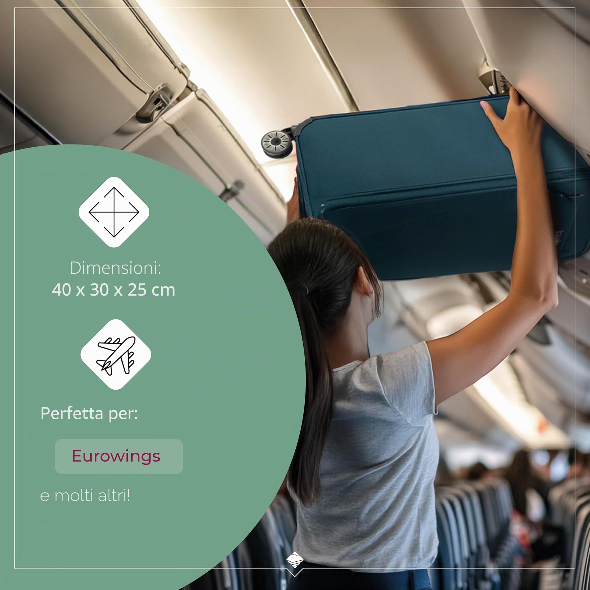travelite valigia a mano con 2 rotelle per Eurowings, serratura a combinazione integrata, trolley compatto per bagaglio morbido con funzione di aggancio, 40x30x25 cm, 25 l, 1,8 kg