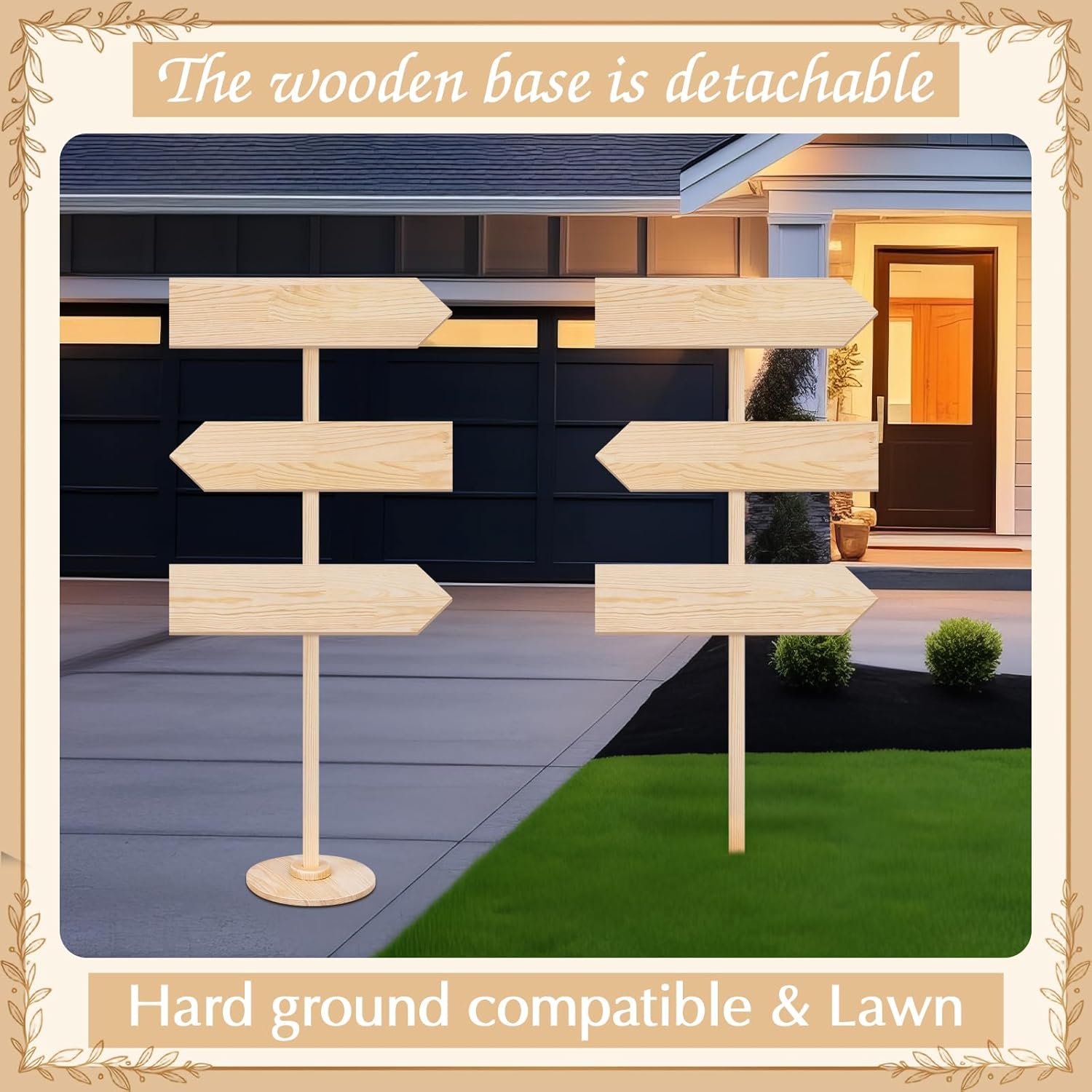 Chunful Wooden Blank Arrow Signs with Stakes, Wood Blank Directional Yard Sign for Outdoor Lawn Patio Yard Garden Weddings Birthday Party Guidepost Decorations(Natural Wood,53 Inch)