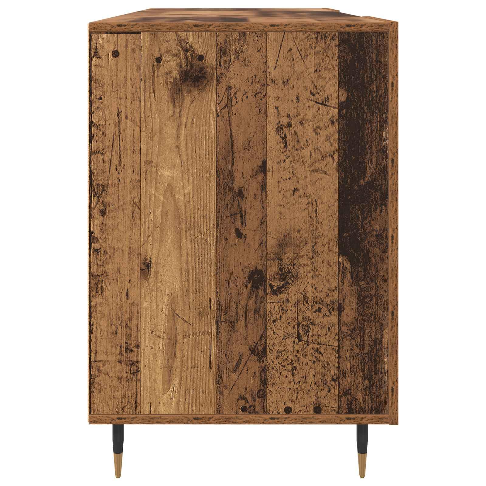 Escritorio con estante de diseño industrial de madera envejecida de 140 x 50 x 75 cm, material de madera mate, 2 estantes, para oficina en casa, oficina, lugar de trabajo, para teclado