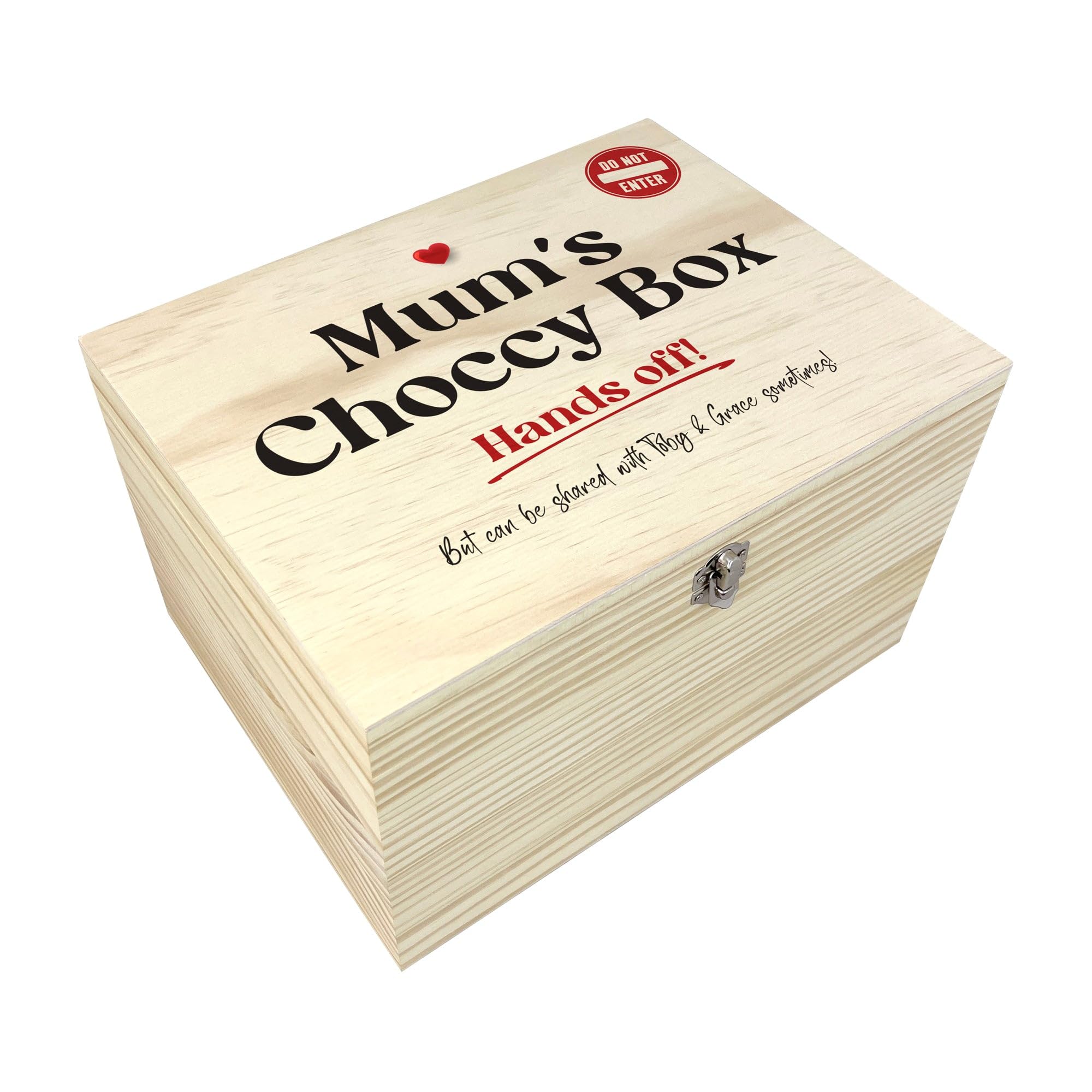The Lovely Keepsake Company Brown Personalised Mum's Snack/Choccy Box Pine Hamper Box | Mother's Day Gift, Birthday Gift For Her | W16cm X D11cm X H9cm