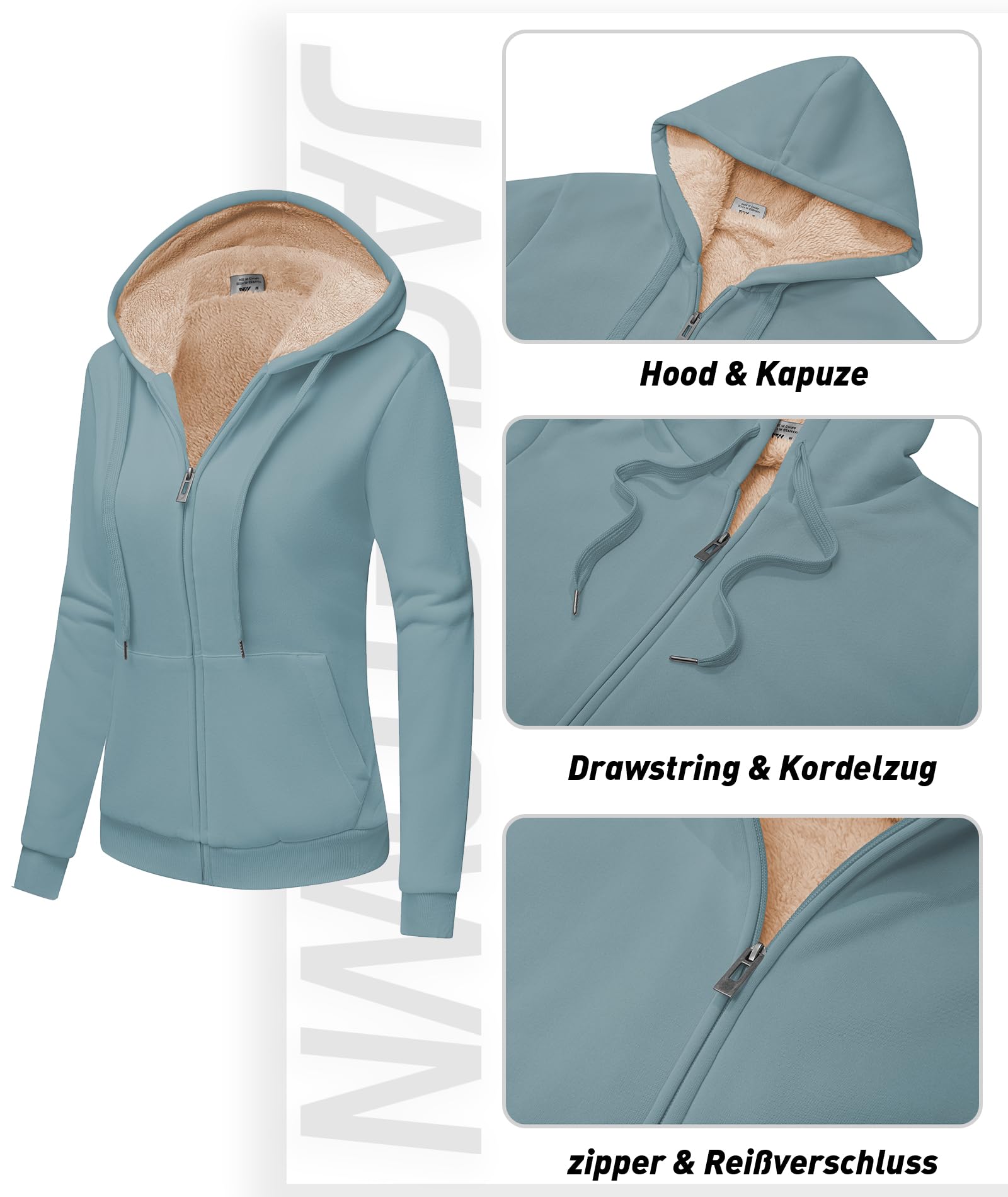JACKETOWN Felpa con Cappuccio da Donna Giacca con Cappuccio da Donna con Cerniera di Base Spessa e Calda Maglione Maglione in Pile Maglione Slim Fit Autunno/Inverno Felpa Sportiva