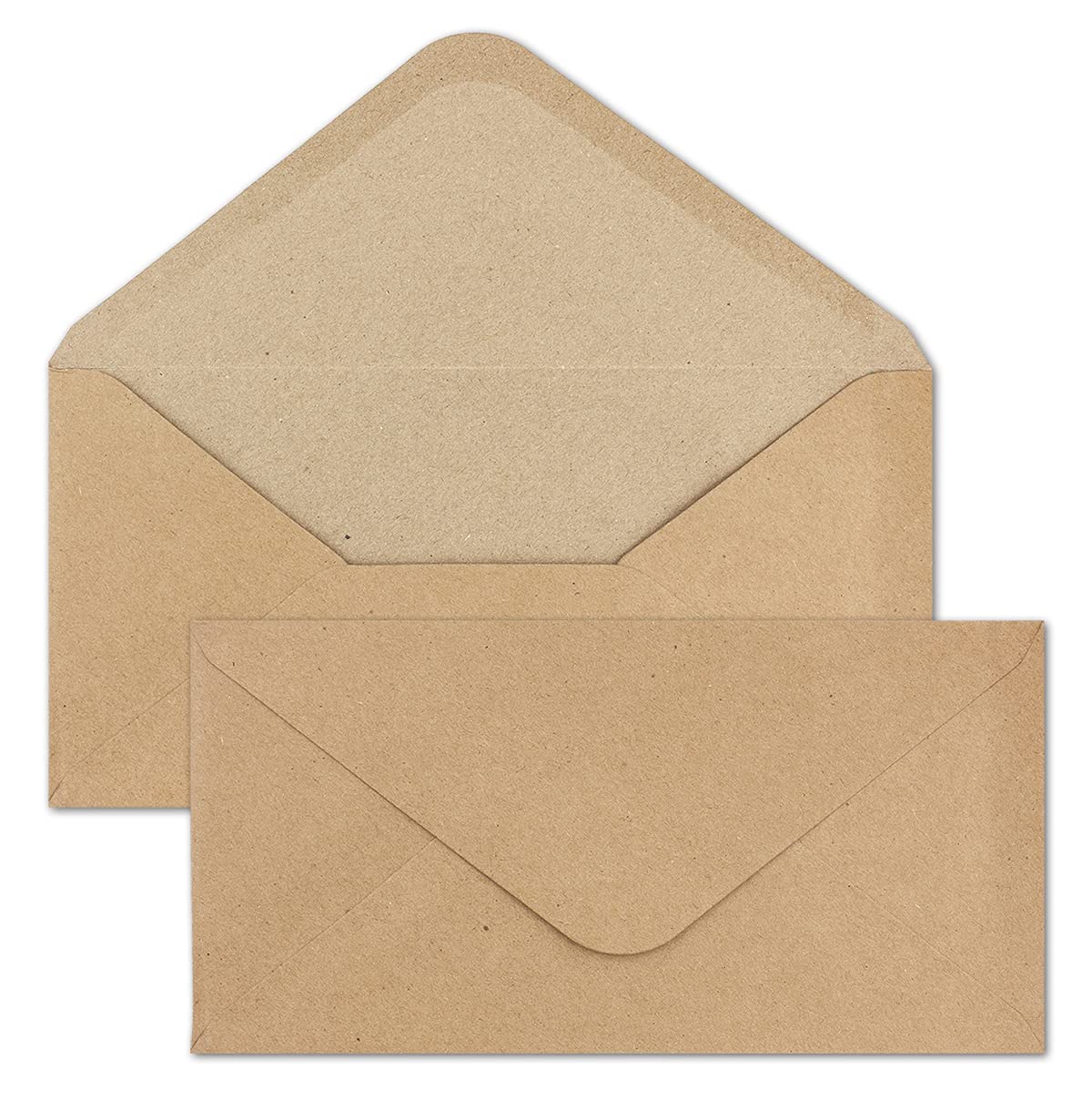700x Set aus Klappkarten mit Umschlägen & Einlegeblätter - DIN Lang Recycling Einladungskarten in Braun Kraftpapier - Blanko zum Selbstgestalten