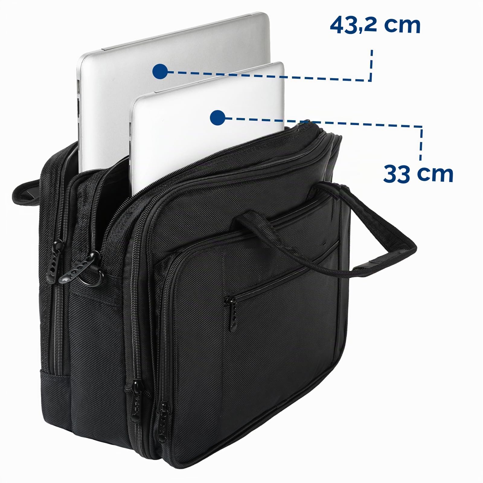 Mancro Sacoche Ordinateur Portable 17 Pouces, Mallette d'Affaires étanche Multifonctionnelle Noir
