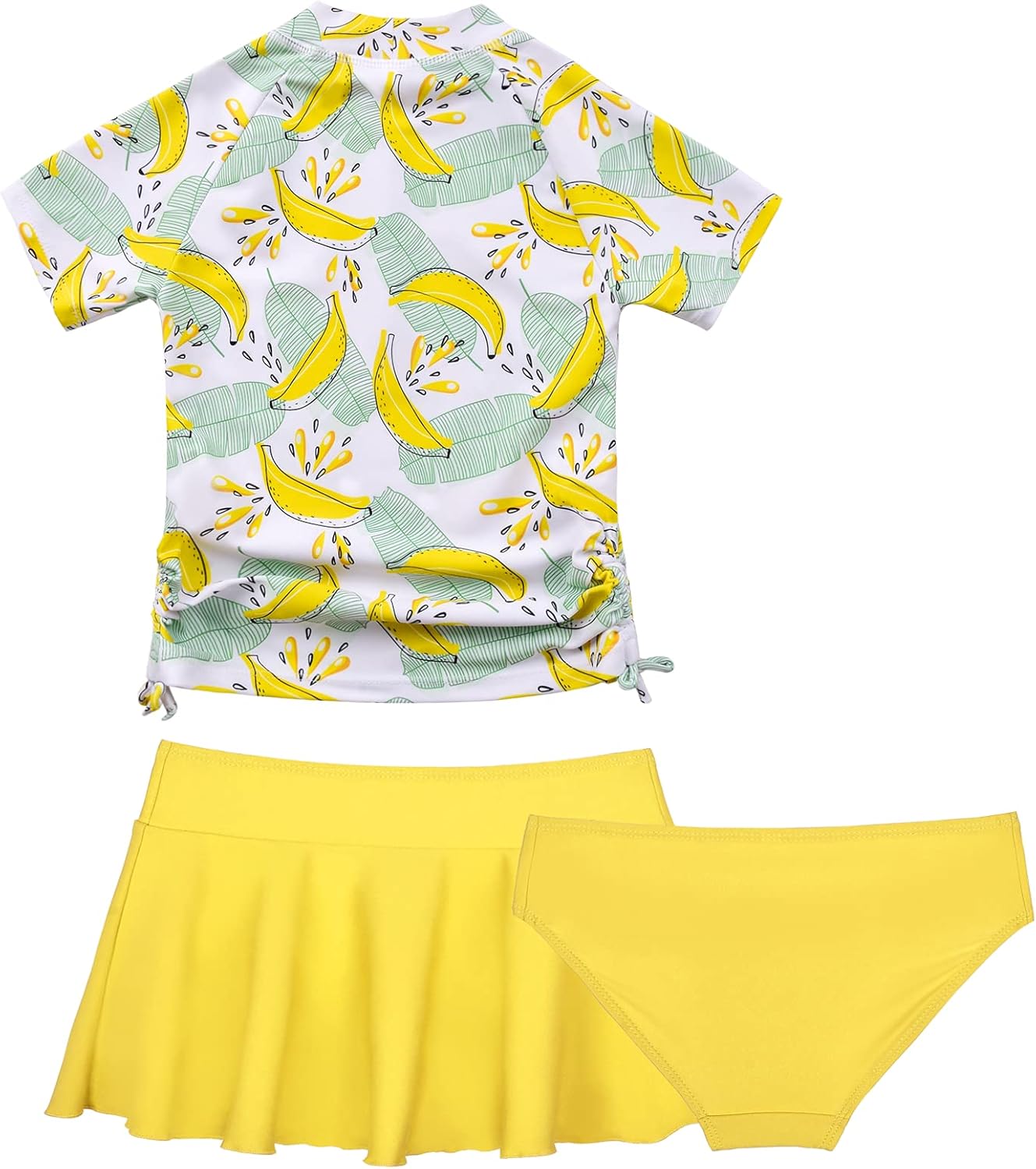 Cadocado Girls Swimsuit Rash Guard Girls' Swimwear Short Sleeve Bathing Suit 3 Pieces Kids Floral Swim Set with Skirt - Image 2