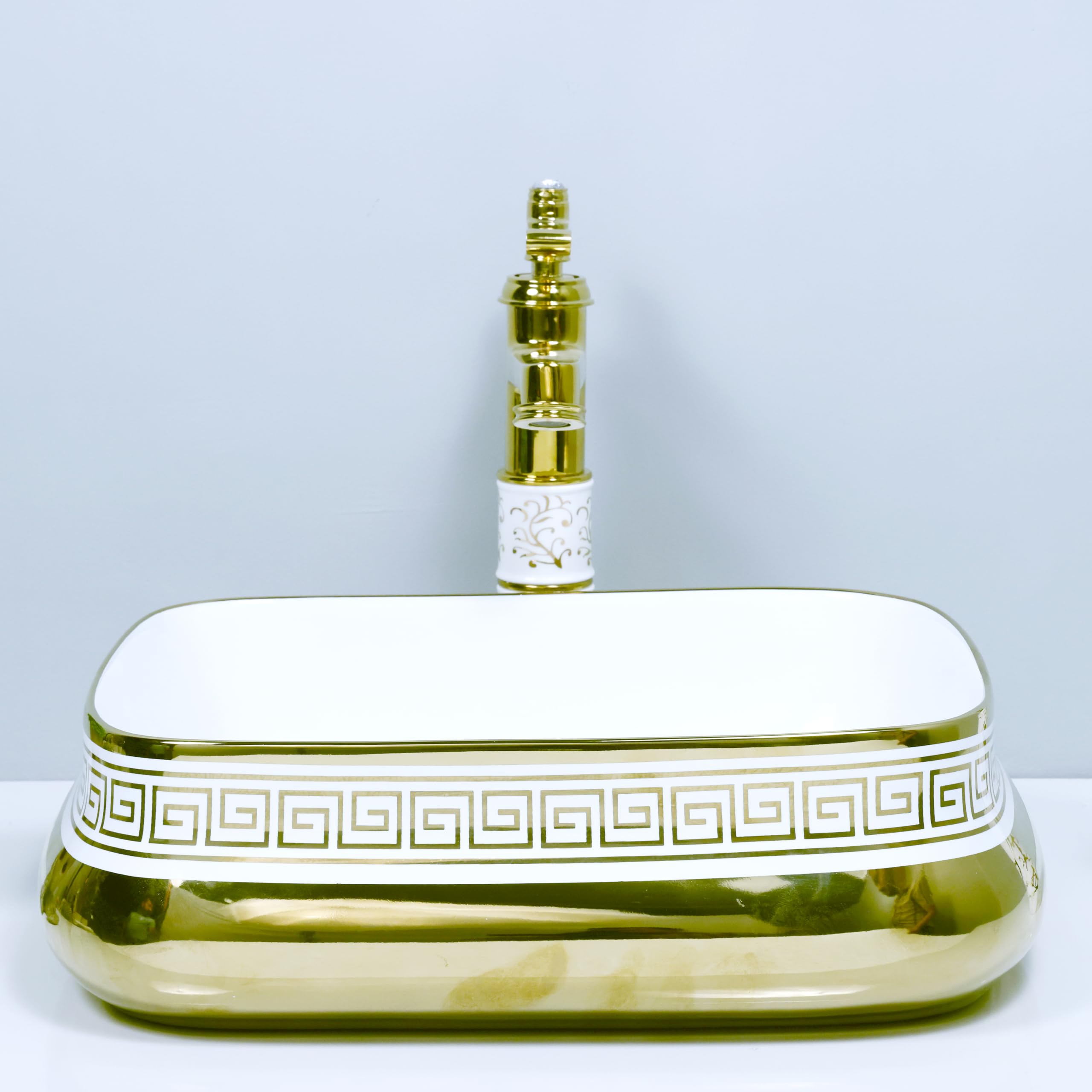 Hardstone Table Top Ceramic Wash Basin – Countertop Designer Vessel Sink - Bathroom Washbasin over counter For Hotel Home Living Room – Printed Glossy Finish (529) 3