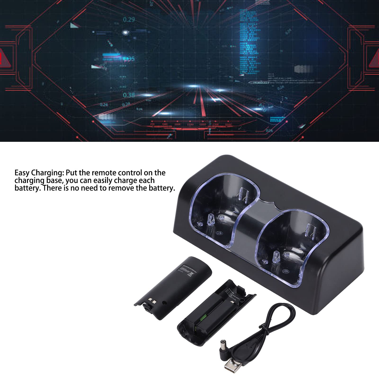 Dock di Ricarica per Controller, Caricabatterie Remoto con Cavo di Alimentazione Dock Stabile per Doppia Stazione di Ricarica Portatile per Batteria del Telecomando del Gioco