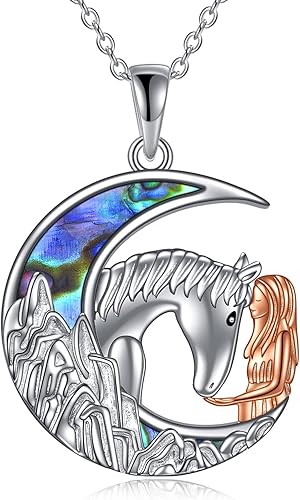 YAFEINI Collar de plata de ley con colgante de caballo, dragón, lobo y lobo, joyería para mujer