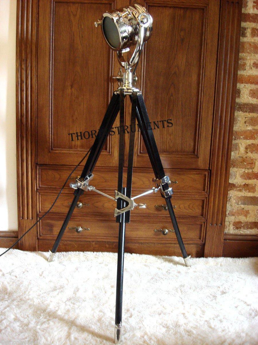 Vintage Searchlight Tripod Stand Authentic Spotlight Hollywood