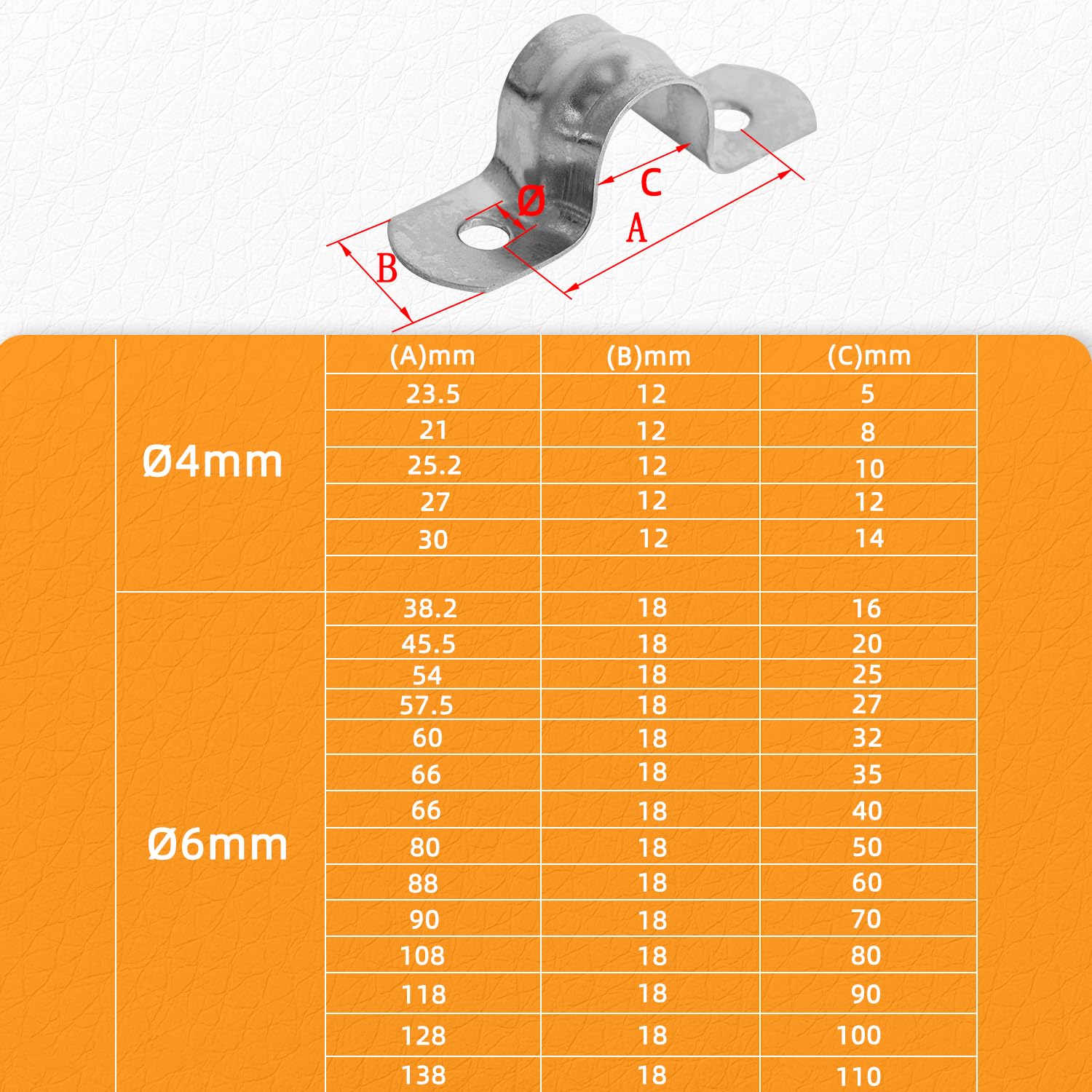 Aopin 100mm Rigid Pipe Strap Clamp 2 Holes Strap U Bracket Tube Strap Tension Clips 201 Stainless Steel, for Pipe Fixing, Silver, 4Pcs 3