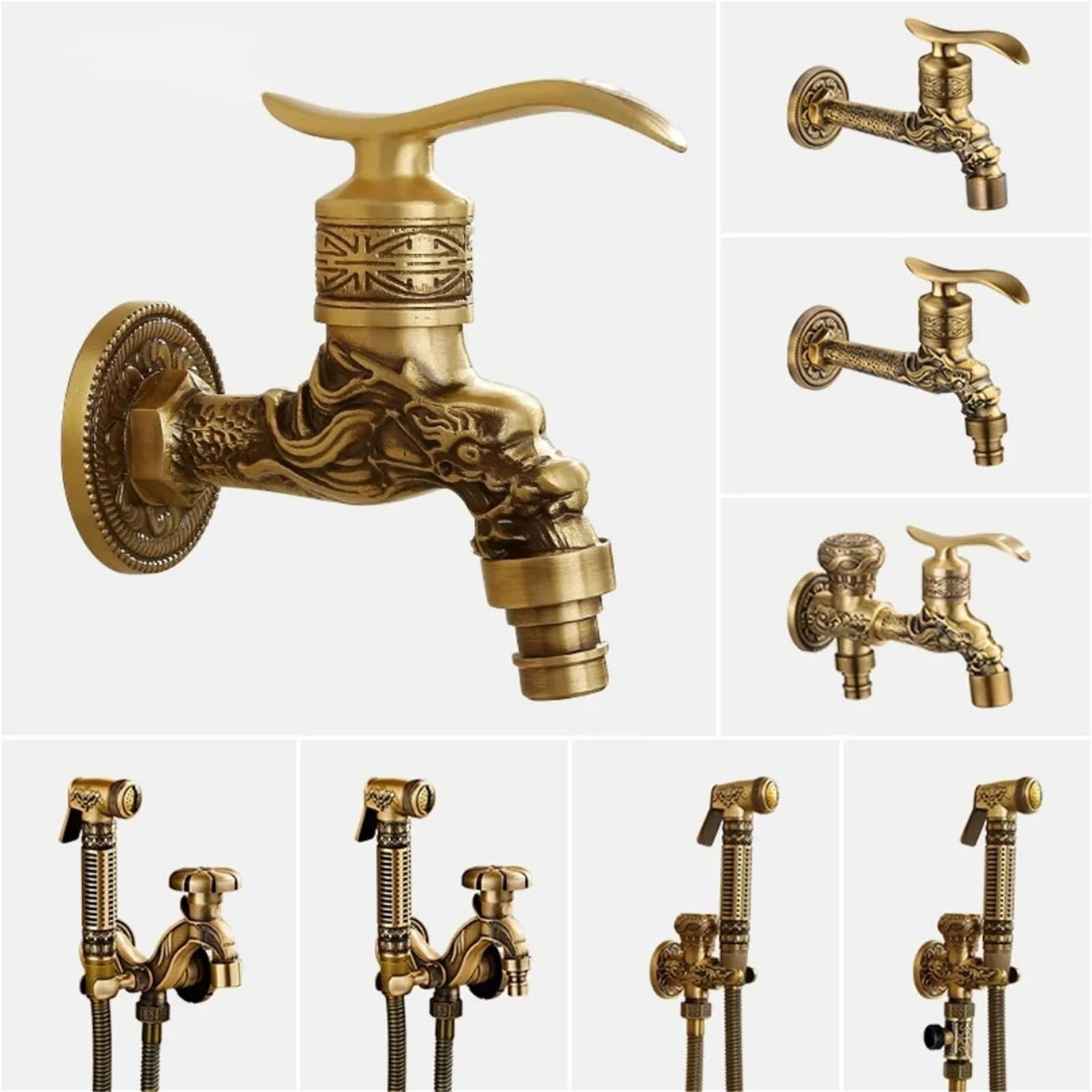 Wasserhähne im Freien Bibcocks Wasserhahn, Waschmaschine, Gartenhahn, Messing, Drachenmopp, for den Außenbereich, kalt(Short C)