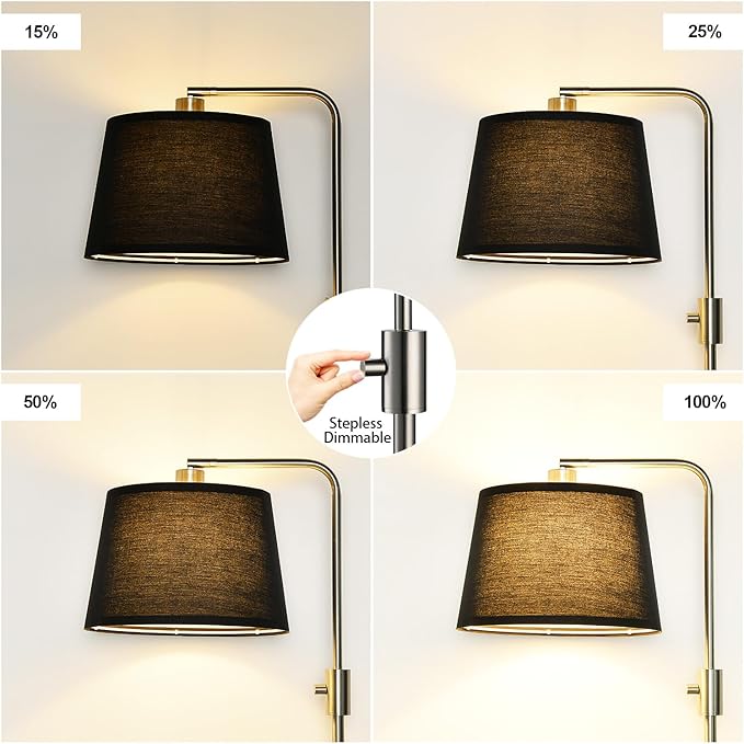 Nintiue Nintiue 【Upgraded】 Dimmable Floor Lamp, 1000 Lumens LED Edison Bulb Included, Brushed Nickel Arc Floor Lamps Modern Standing Lamp with Black Shade, Tall Lamps for Living Room Bedroom photo 3
