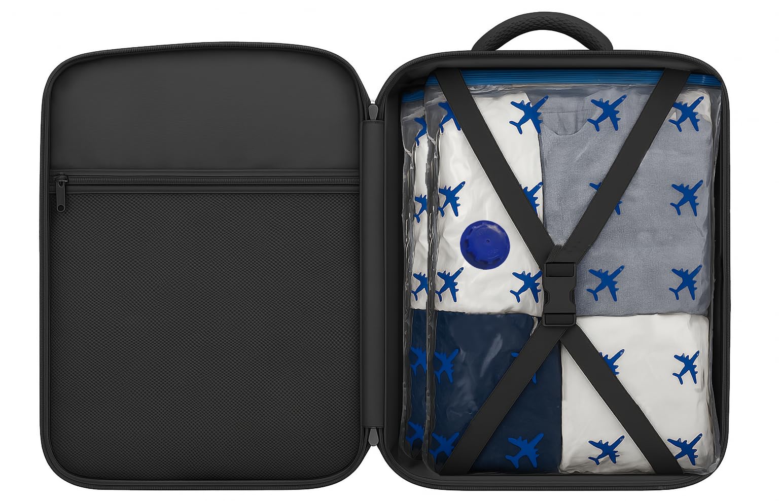 Lavatelli - Set 2 Sacchetti Sottovuoto da Viaggio 40x45 cm, Compatibili con Zaino Ryanair 40x30x20 e Bagaglio a Mano, Sacchi Salvaspazio con Valvola Universale, Accessorio Travel per Voli Low Cost