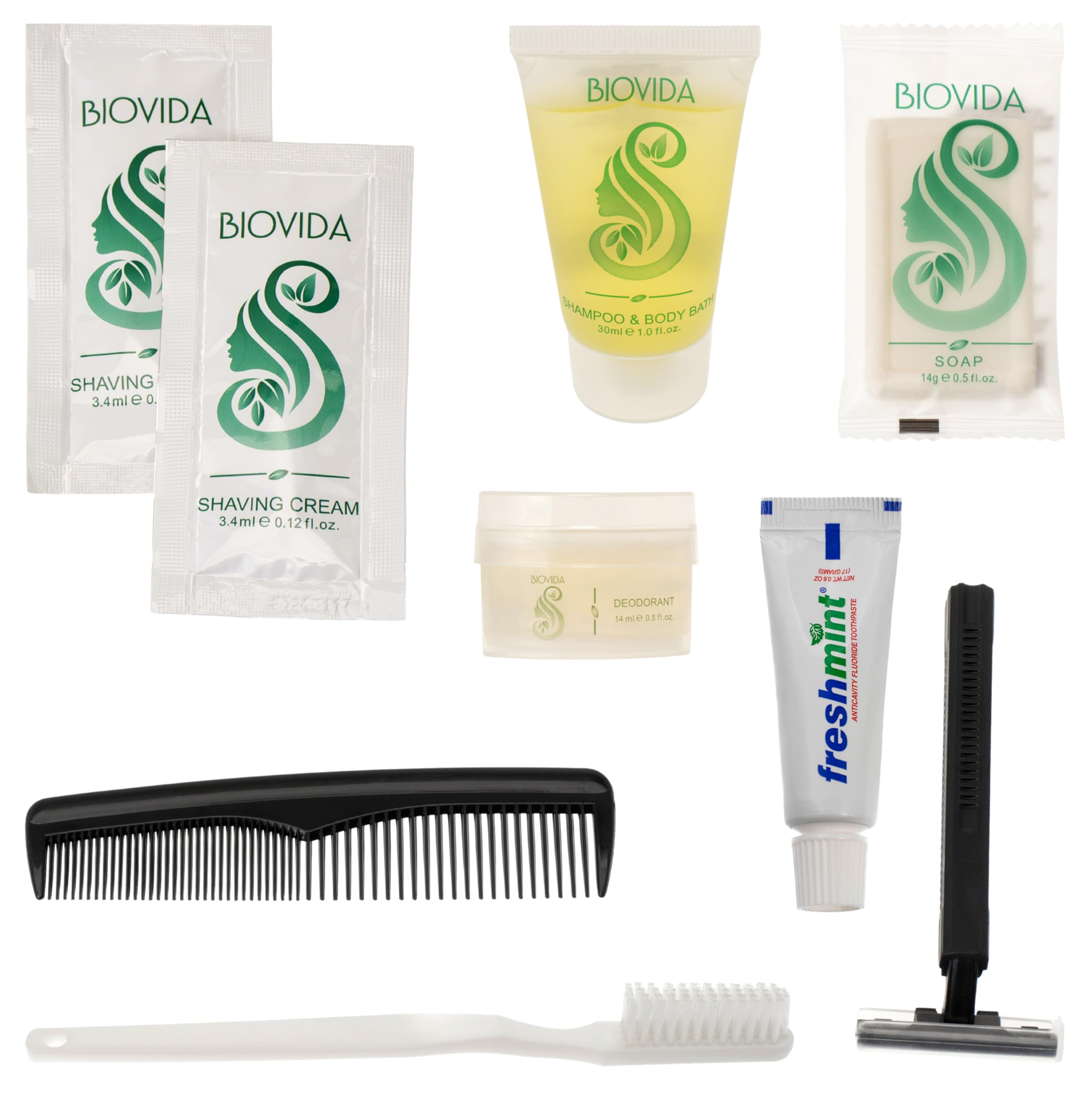 Moda West 24 Hygiene Kits - Bulk Case of Wholesale Basic Toiletry Kits for Men, Women, Travel, Charity 9 Pc Kit