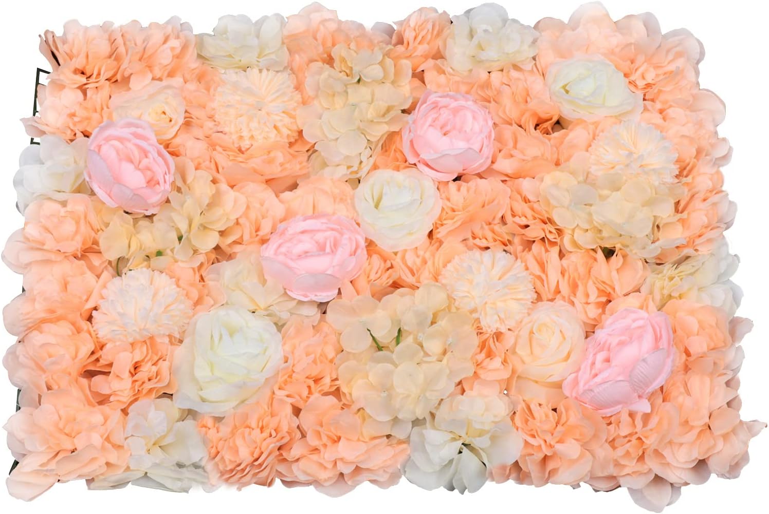 6Pcs Artificial Flower Backdrop Wall with Leaves, 3D Silk Flower Wall Panels, 24" X 16" Artificial Rose Wall for Wedding Party Backdrop Photography (Colour 11)