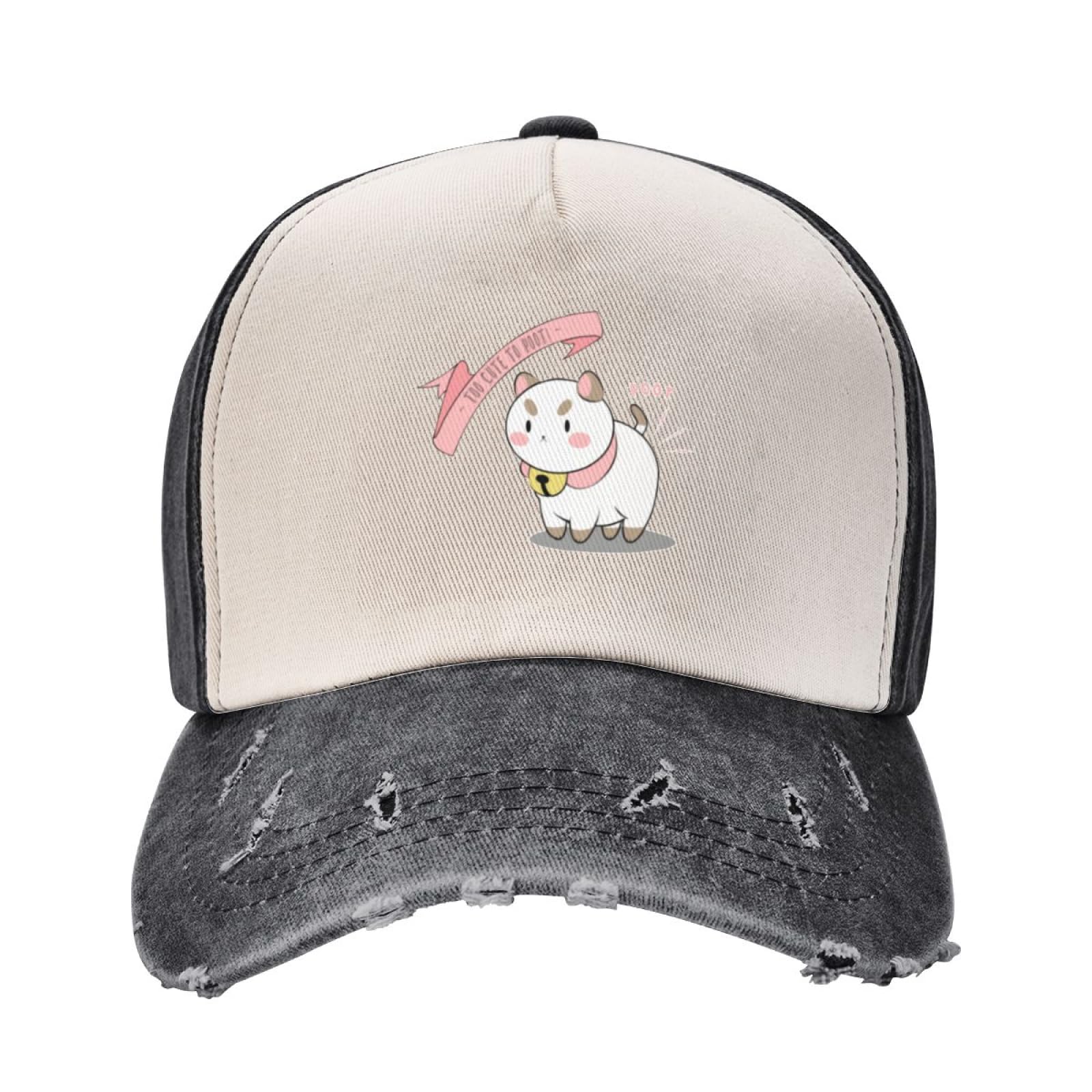 HEBUOUIMen's Retro Cowboy Hat Too Cute to Poot Bee and Puppycat Trucker Hat Retro Distressed Denim Washed Casquette Headwear Unisex Running Golf The Gift