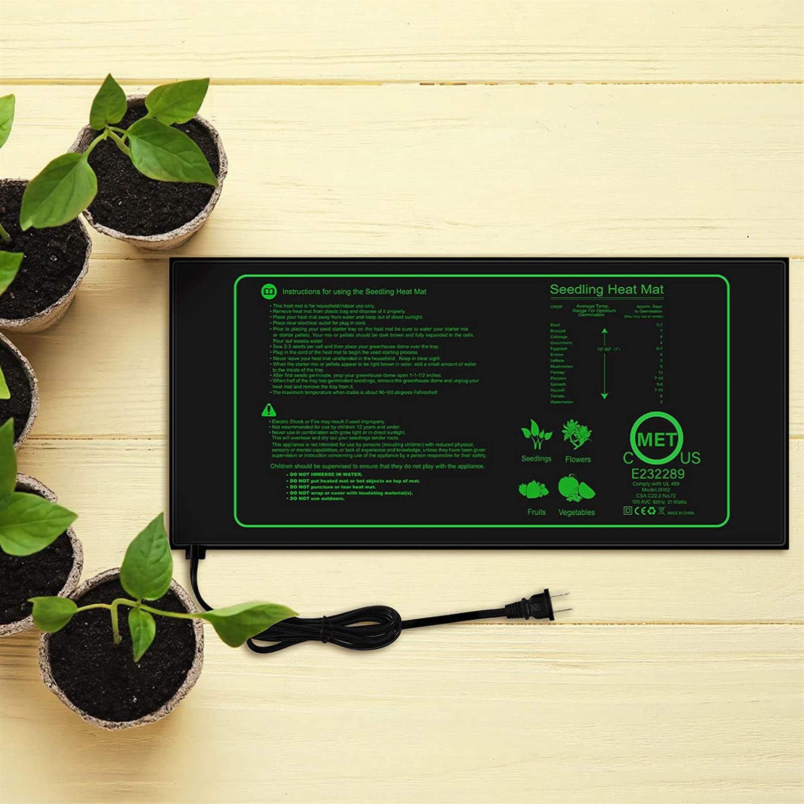 FAXIOAWA Tapis Chauffant pour semis avec Thermostat numérique, Coussin Chauffant étanche pour Le démarrage des graines de Germination hydroponique, contrôleur réglable,L