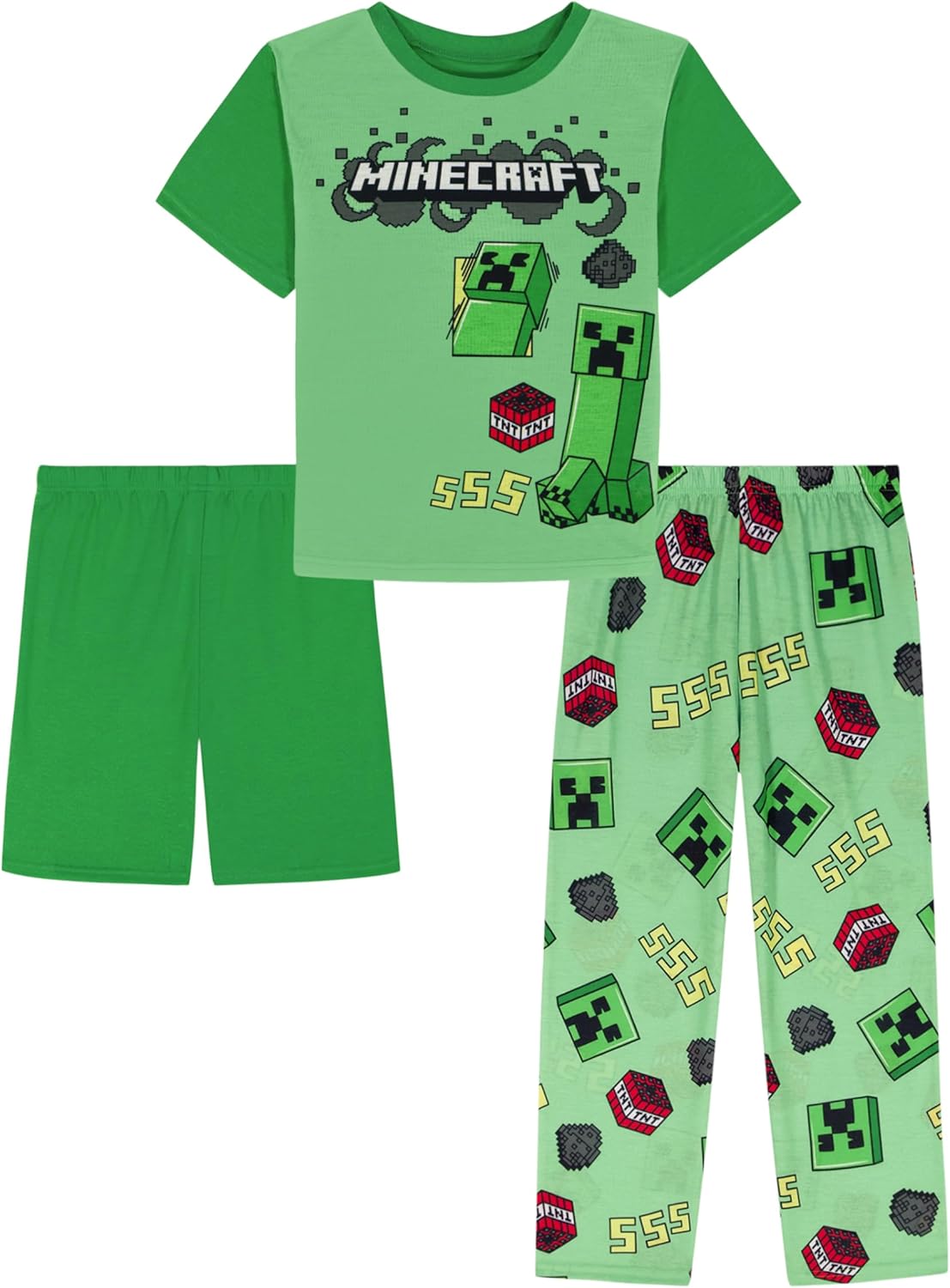 Minecraft boys 3-piece Loose-fit Pajama Set, Soft & Cute for Kids