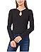CeCe Long Sleeve Pearl Keyhold Knit Top - Main View