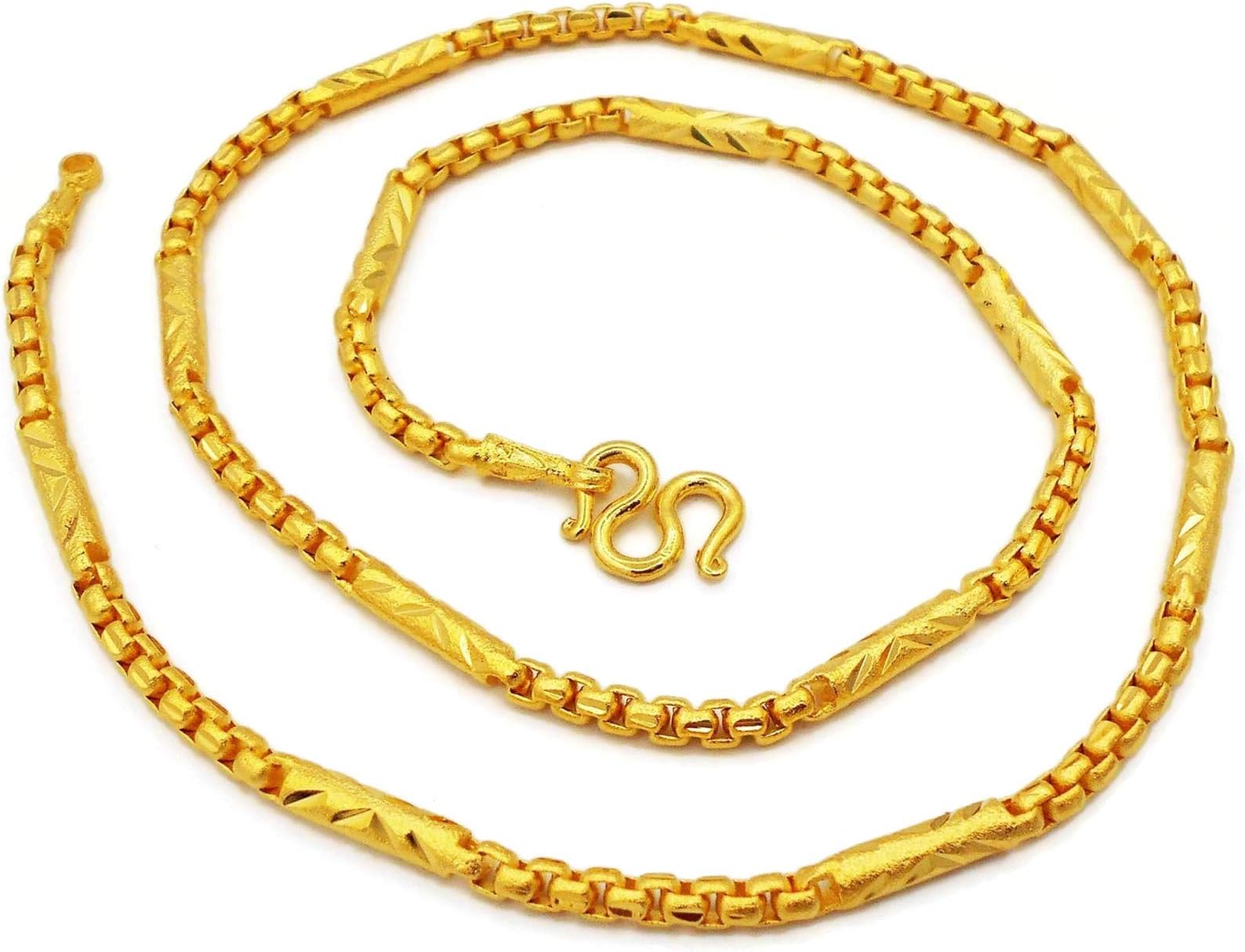 Mix Chain Gold 22k 23k 24k Thai Baht Real Gold Plated Necklace 24 Inch 4 mm Jewelry Women, Men's, from Thailand