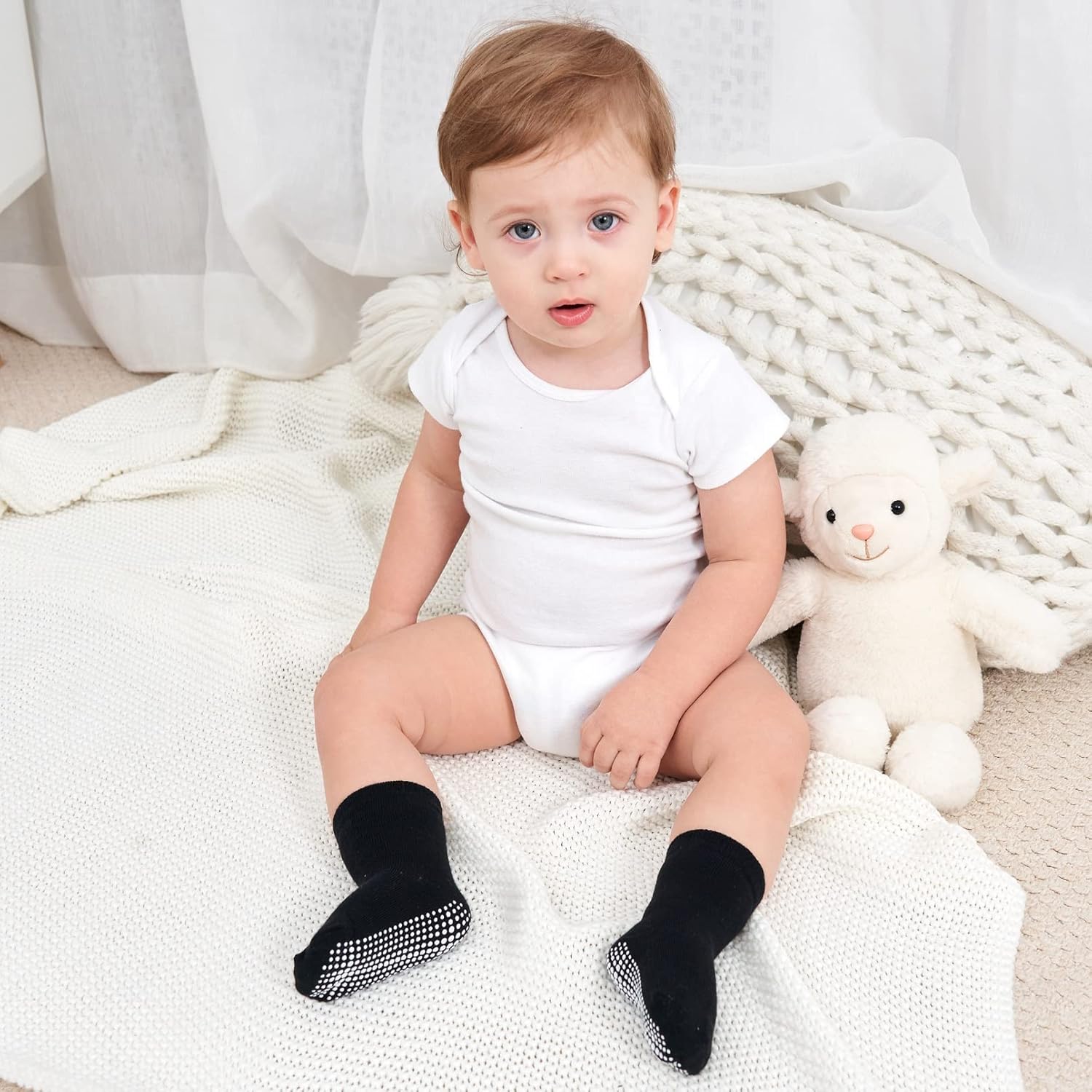 ZAPLES Baby Non Slip Grip Crew Socks with Anti Skid Soles for Infants Toddlers Kids Boys Girls - Image 9