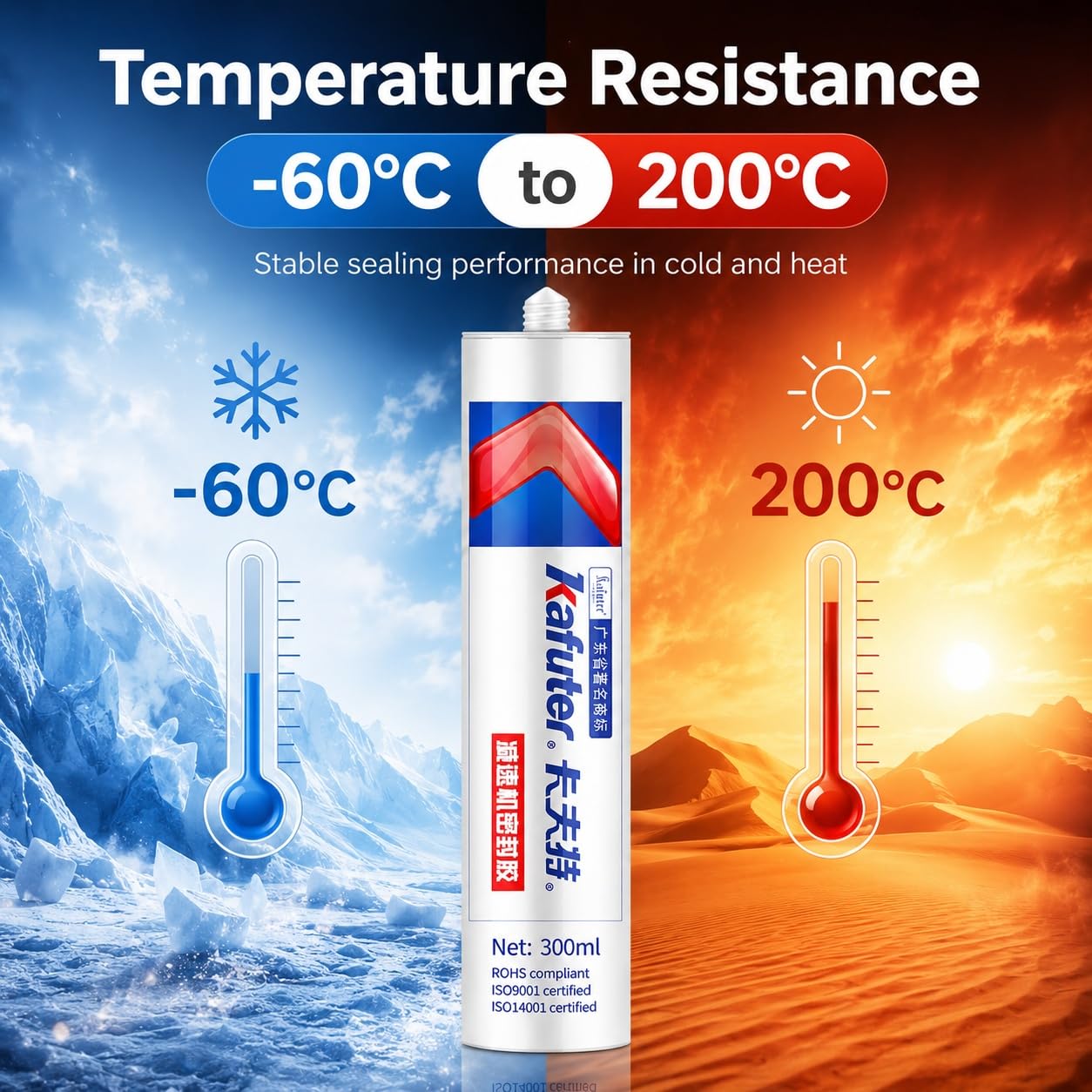 VIDOO Kafuter K5585 300ml Silikonkleber Getriebereparatur-RTV-Silikon-Fugenversiegeler Mechanischer Dichtstoff für Hochdruckpumpen Anti-Leck-Pad-Gel Silikonkleber, Schwarz