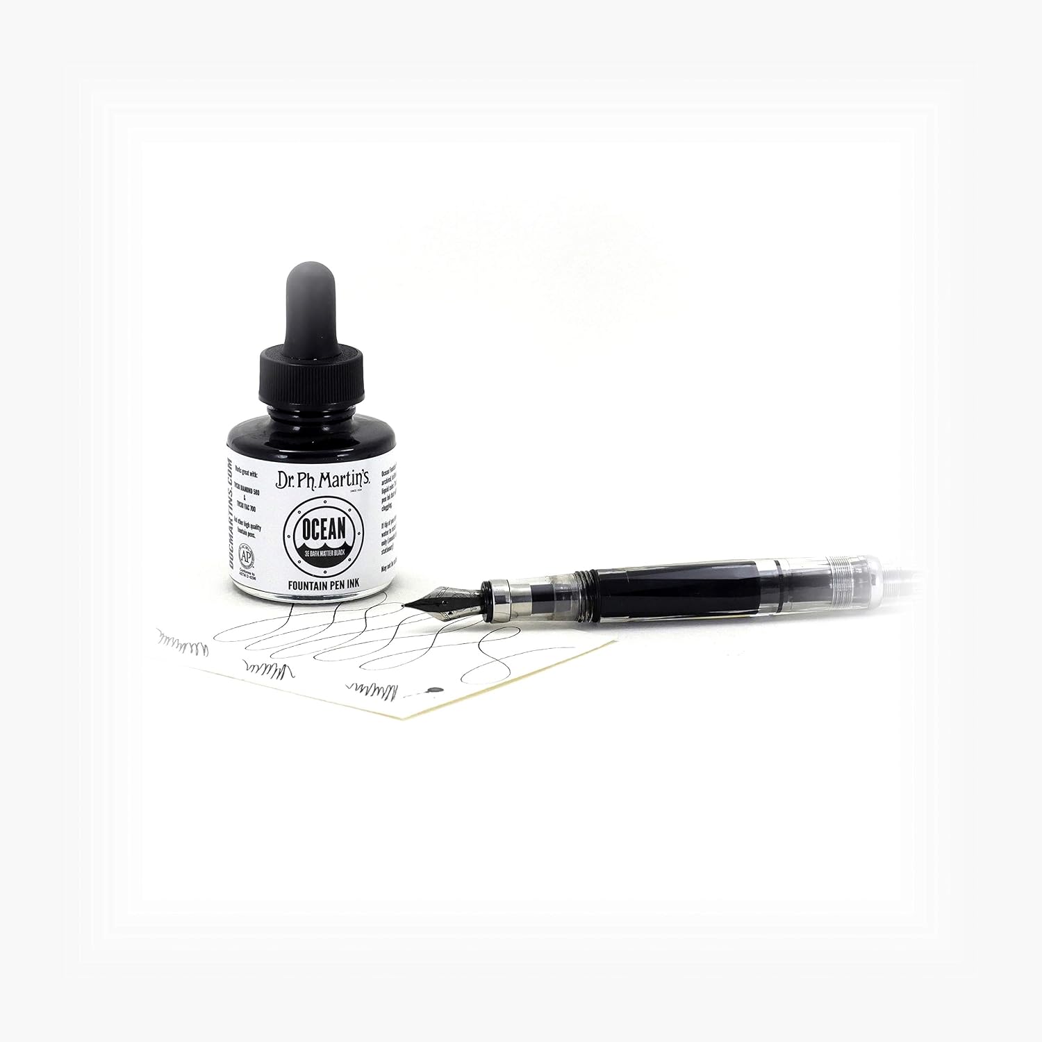 Dr. Ph. Martin's Ocean Fountain Pen (3E) Ink Bottle, 1.0 oz, Dark Matter Black