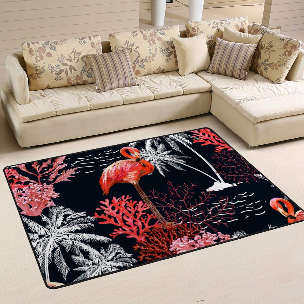 Tapis flamant rose et coraux Ruchen 60x39 inch pour salon
