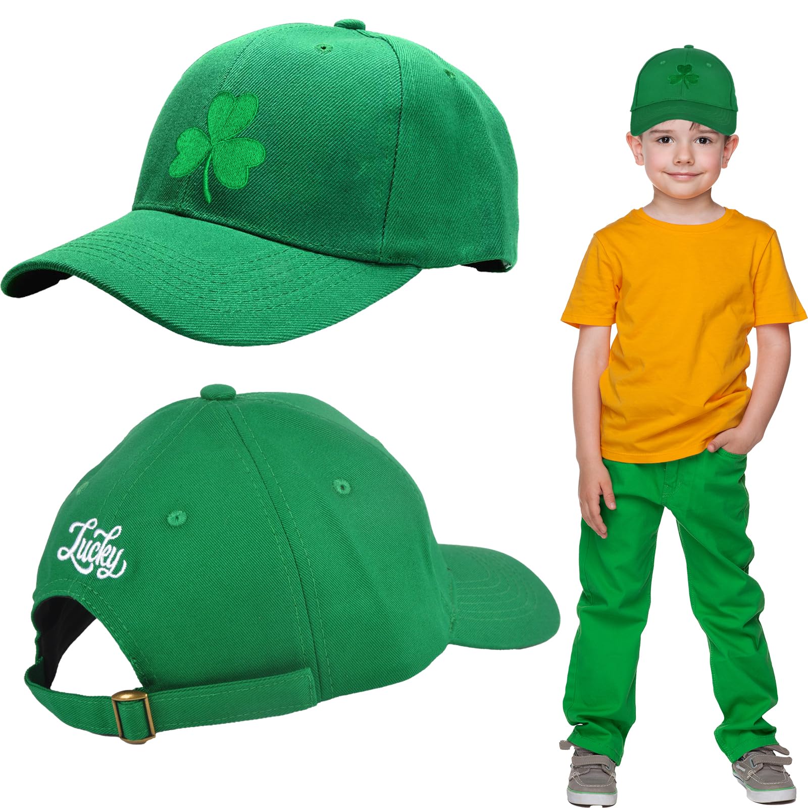 CAMDUCK2 Pcs St Patricks Day Baseball Hat, Green Shamrock Baseball Cap, Saint Patricks Trucker Hat, Adjustable Holiday Cap