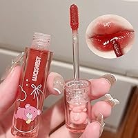 Vista 3 de 6 unidades de lápiz labial de gelatina de oso, lápiz labial líquido, lindo oso brillo de labios hidratante para manchas de labios, brillo de labios