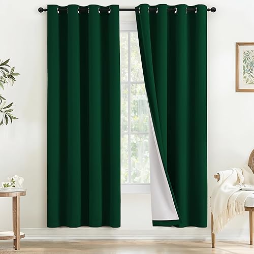 Miniatura 250 de COSVIYA Cortinas 100% opacas para dormitorio con forro negro, bloqueo de luz completa, aislamiento térmico y ojales, tratamiento de ventana de 54