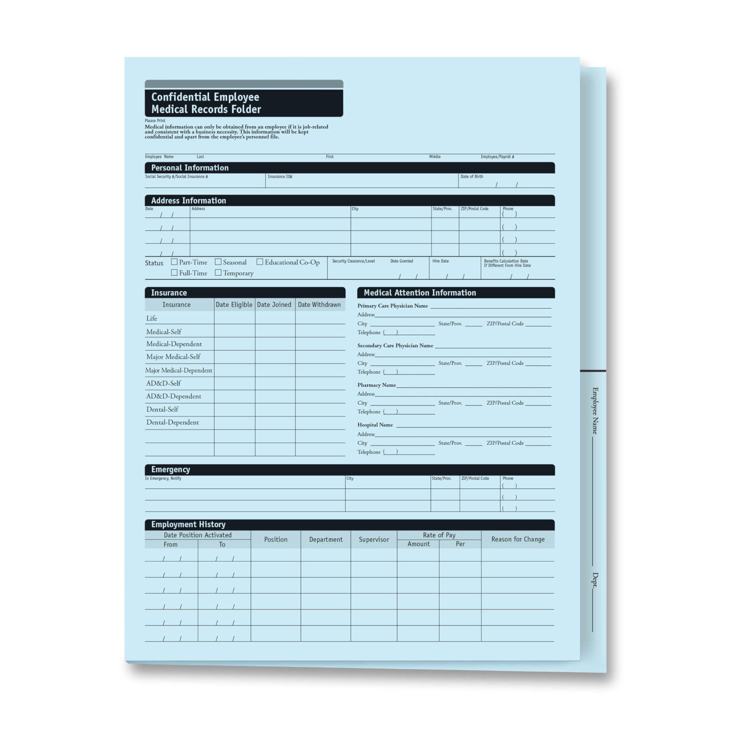 ComplyRight Confidential Employee Medical Record Expanded Folder, 25 Pack