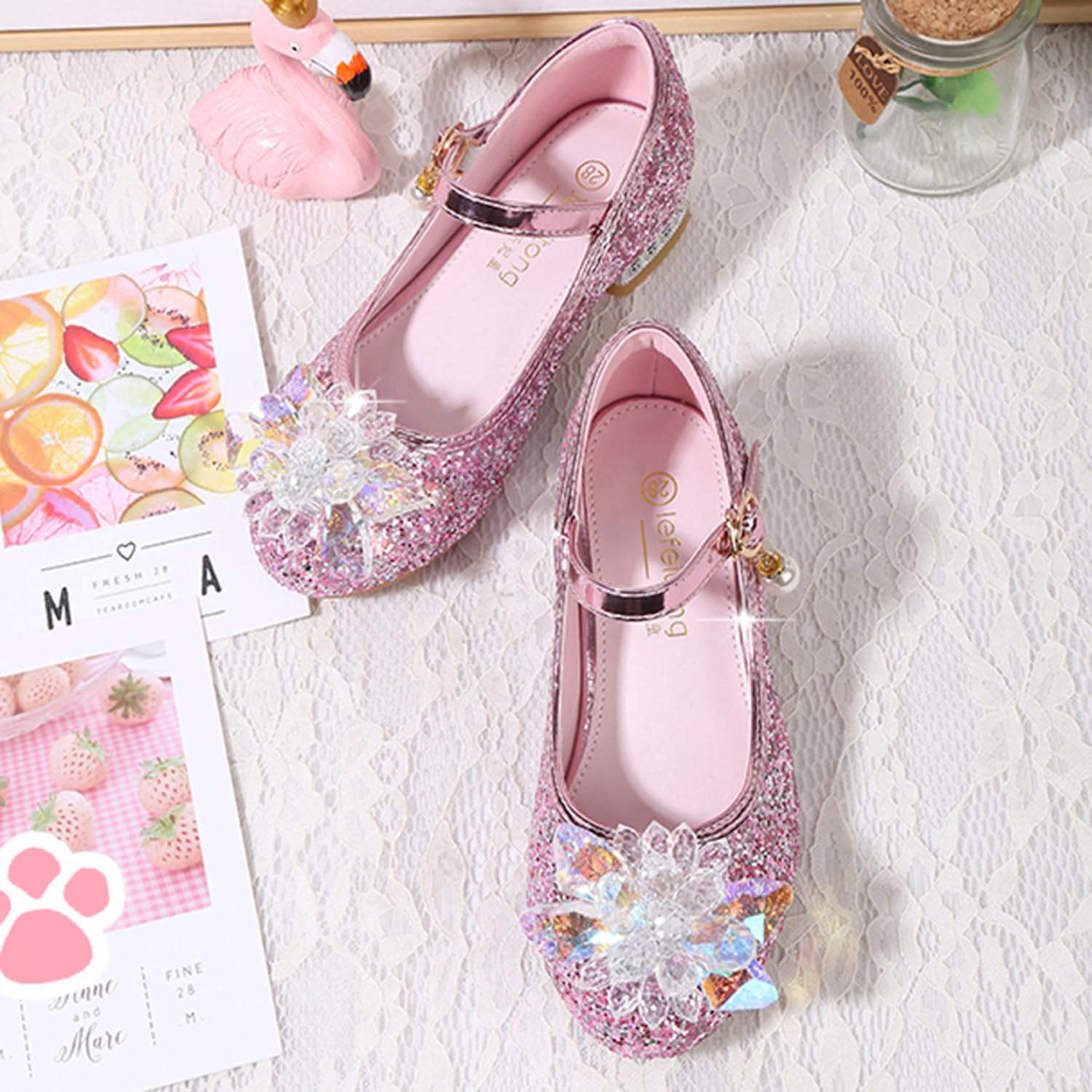 Mädchen Schuhes für Verkleidung Sandalen Geschlossene Zehe Kinder Prinzessinnenschuhe Geburtstag Karneval Weihnachten Ballerinas Blockabsatz Abriebfest