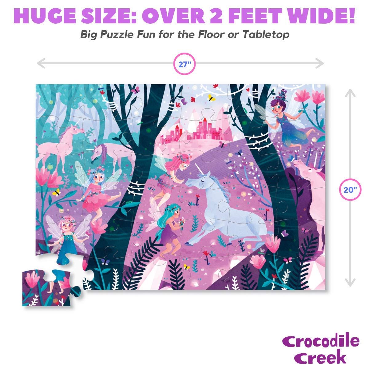 Amazon.com: Crocodile Creek, Puzzle Floor Unicorn Forest 36 Piece