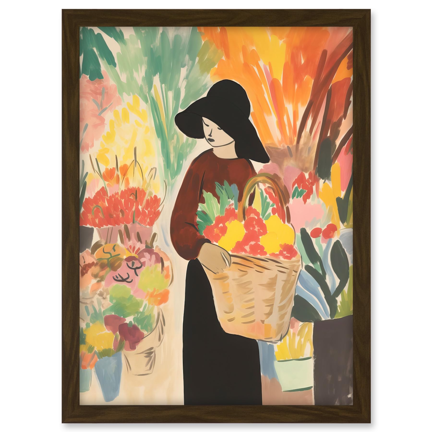 Artery8 At the Flower Market Danish Pastel Aesthetic Watercolour Painting Floral Bouquet Artwork Framed A3 Wall Art Print