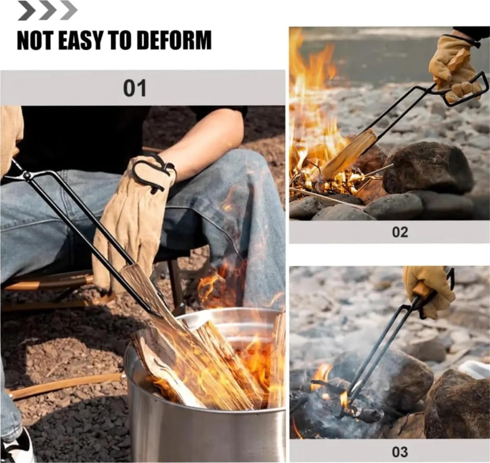 Pinzas For LeñA Pinzas de fuego for carbón, pinzas Metal for barbacoa madera, resistentes al calor, for chimenea pícnic aire libre(FireTong)