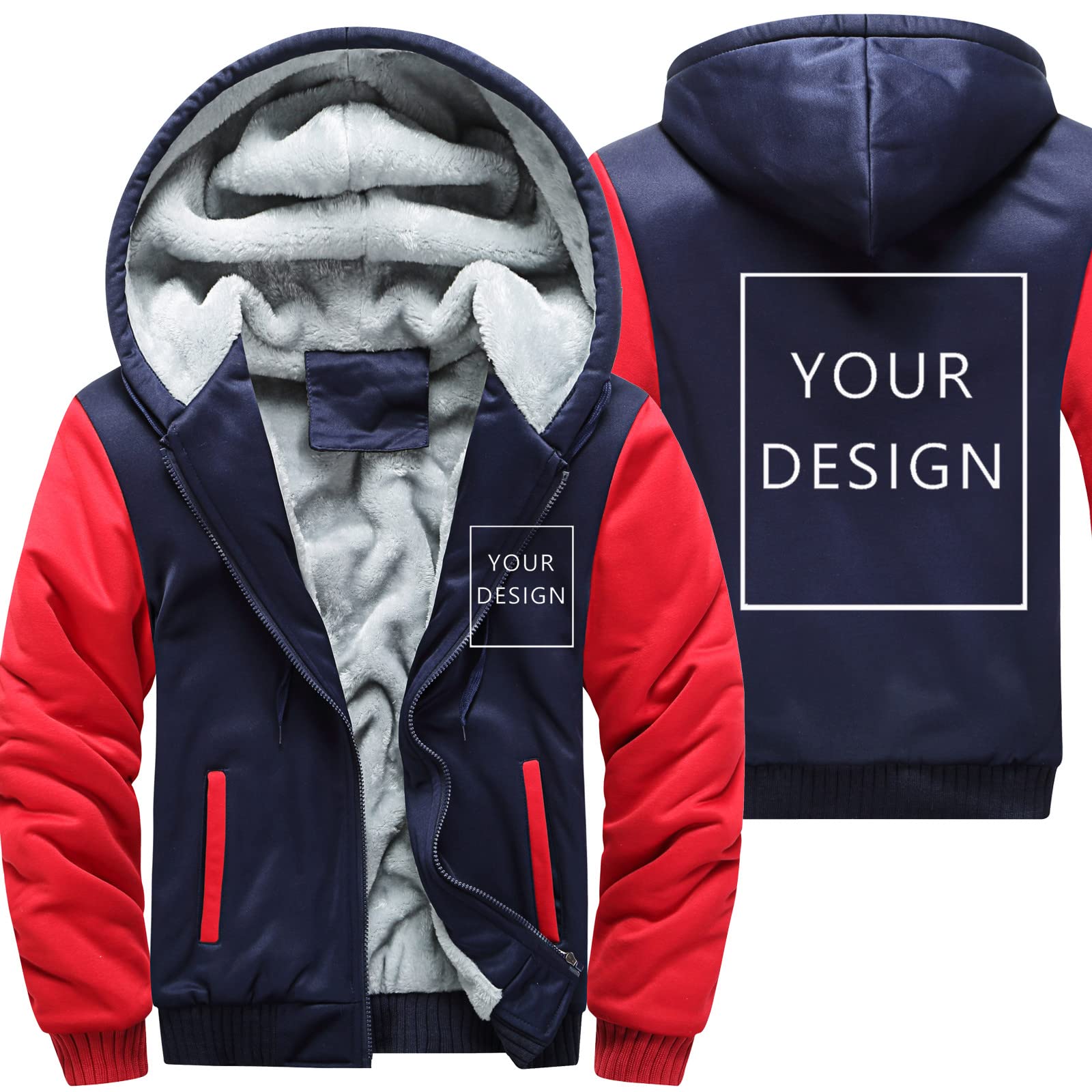 ALRRGPB Custom Hoodie for Men Design Your Own Jacket Add Text Personalized Full Zipped Sweatshirt