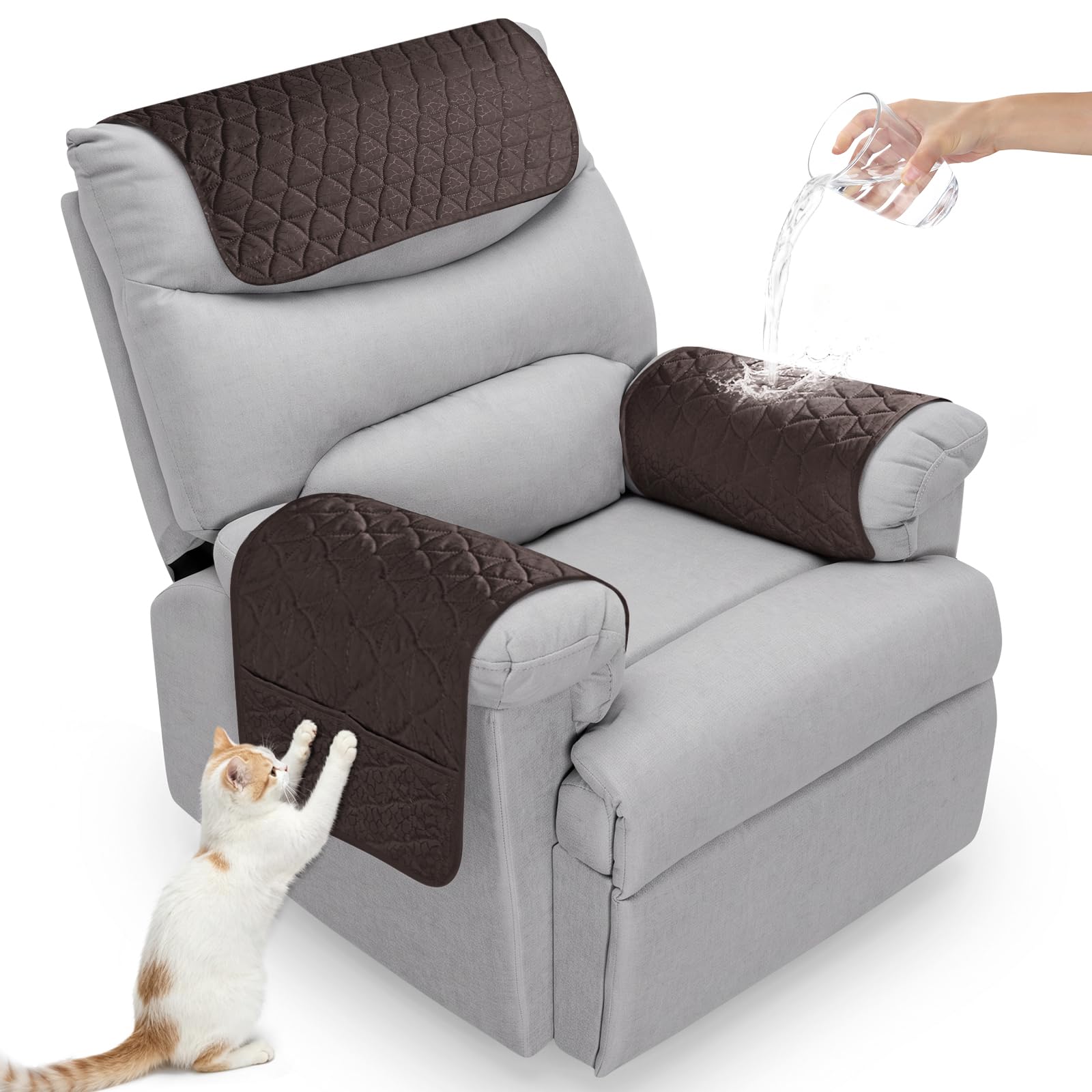 KinCam Upgraded Size 68 * 39cm Waterproof & Nonslip Armchair Armrest Covers