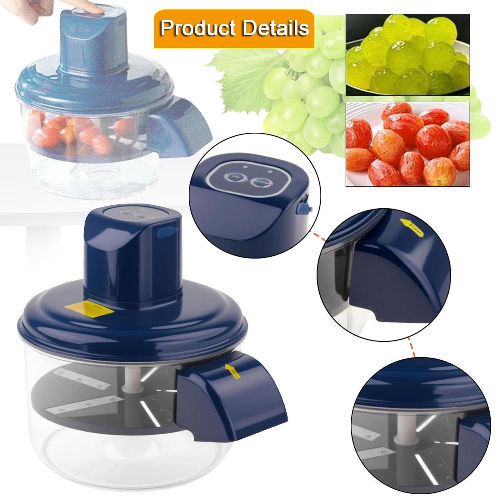 Éplucheur Automatique de Raisin en Inox, Appareil Électrique d'Épluchage Rapide, Facile à Nettoyer, Design Démontable, Éplucheuse Multifonction USB Rechargeable pour Tomate, Ail et Fruits