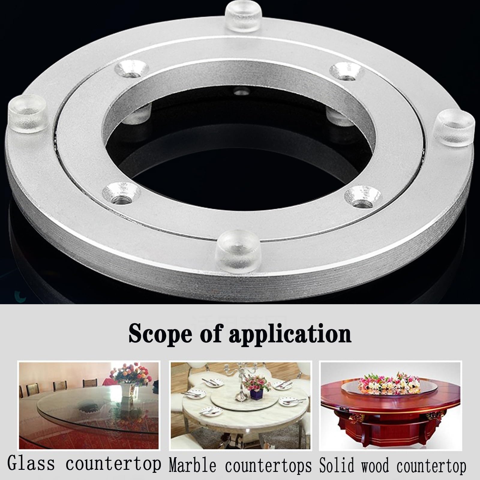 Lazy Susan - Cuscinetto per giradischi resistente, regolabile da 30,5 cm a 81,3 cm, girevole a 360°, per sala da pranzo, base rotante in metallo per una funzionalità e una durata fluide