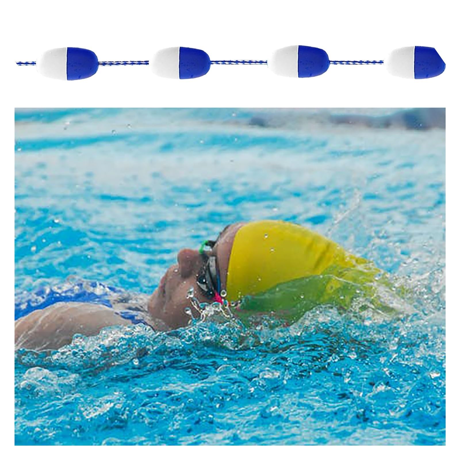 Generico Boa da Nuoto Regolabile per la Sicurezza in Piscina, Corda divisoria da 49 Piedi con Ganci, divisorio per Piscina Interna/Esterna per la Pratica di Famiglia, ausilio per Il Nuoto Durevole