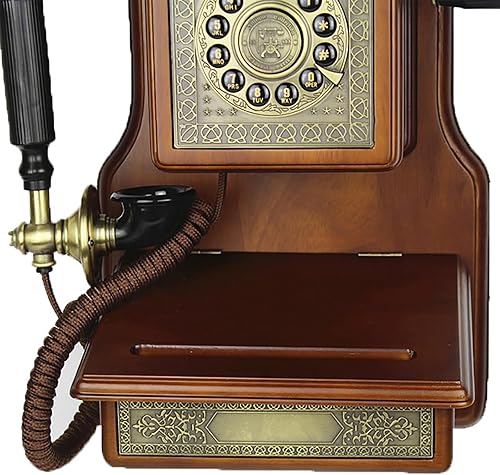 Miniatura 5 de Teléfono fijo retro, teléfonos montados en la pared para teléfono fijo con anillo mecánico, teléfono con cable clásico a la antigua, decoración de