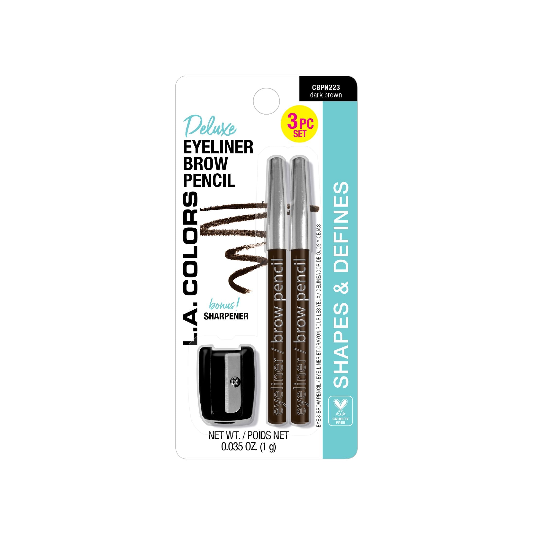 L.A. COLORS Eyeliner/Brow Pencils w/Sharpener (carded), Dark Brown CBPN223A