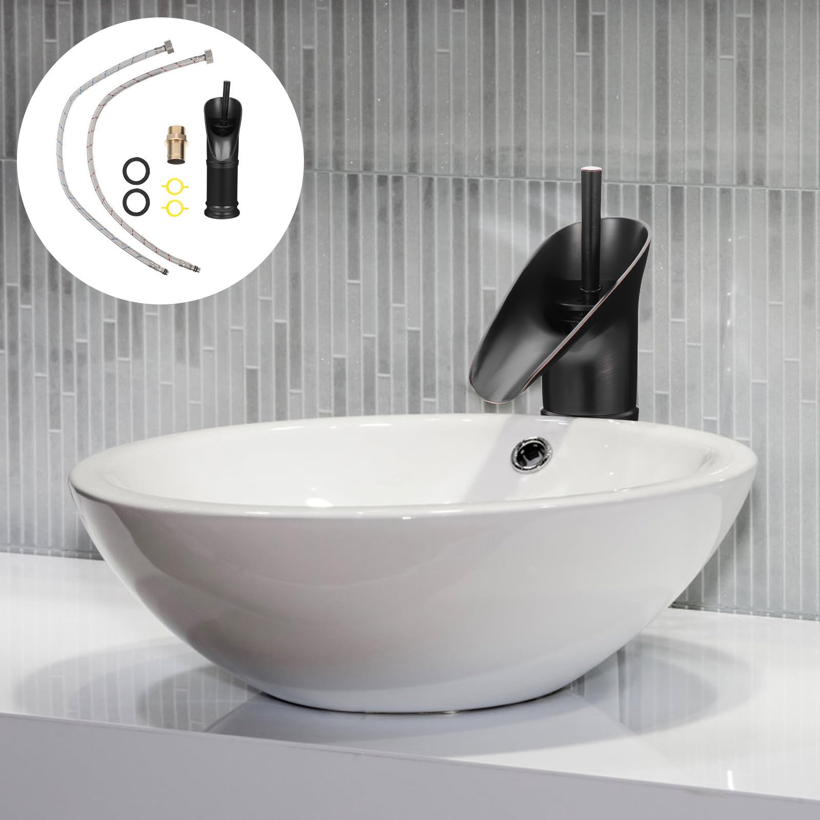 Rubinetto Lavabo Bagno Nero in Rame, Stile Retrò Elegante | Portata Regolabile, Resistenza All'usura e Corrosione, Design Delicato, per Bagno e Cucina