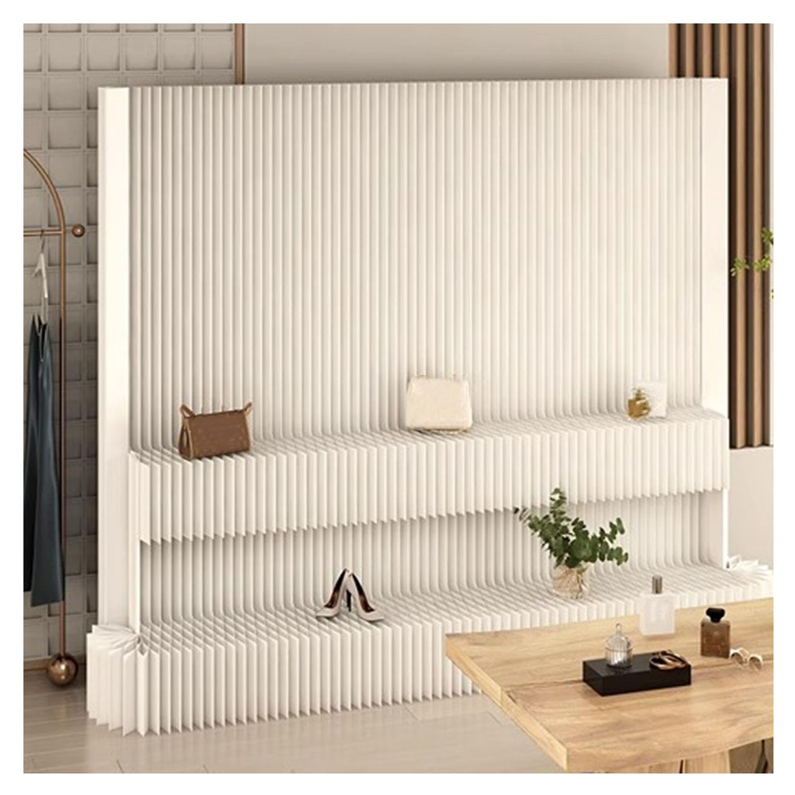 Rideaux de séparation de pièce, cloisons murales en Papier, Style Moderne et créatif avec étagères, Pliables, pour préserver l'intimité au Bureau et Lors d'événements (500 x 180 cm