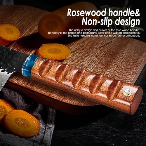 Miniatura 4 de Cuchillo de chef de Damasco de 8 pulgadas, juego de cuchillos de cocina profesional, cuchillo de Damasco afilado. Cuchillo de cocina de Damasco de