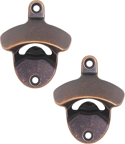 Miniatura 43 de Abrebotellas montado en la pared, bronce antiguo, abridor de tapa de cerveza montable, acero inoxidable (paquete de 1) Bronce antiguo,Negro -,Cobre