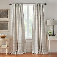 Elrene Home Fashions Brighton Grey Windowpane Plaid Blackout Curtain Panel 52x84 - Rod Pocket Modern Farmhouse Bedroom Drape