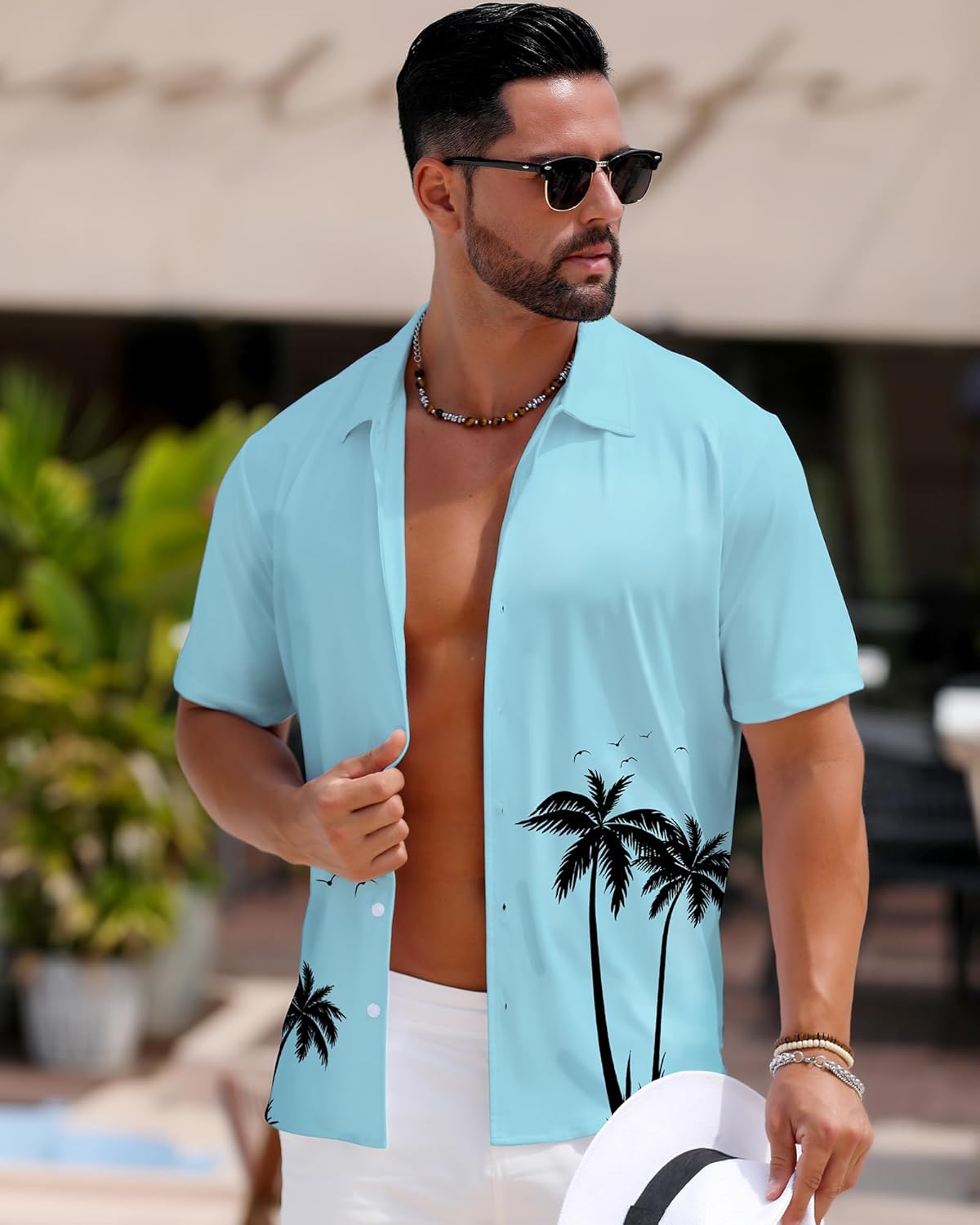 zeetoo Men's Hawaiian Shirts Short Sleeve Wrinkle Free Button Down Tropical Floral Holiday Beach Shirt